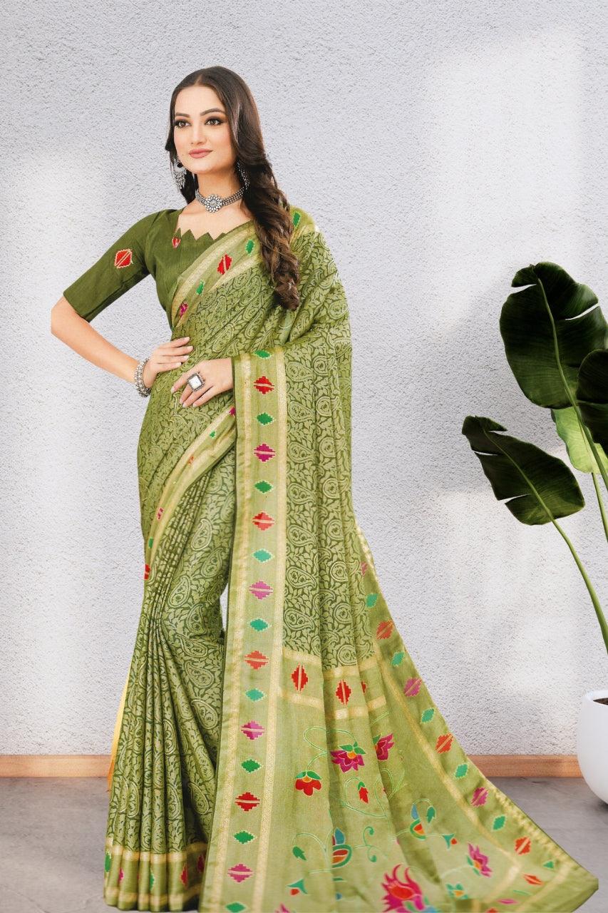 COTTON SAREE WITH BEAUTIFUL AND NECK DESIGNED BLOUSE, 8 BEAUTIFUL COLORS