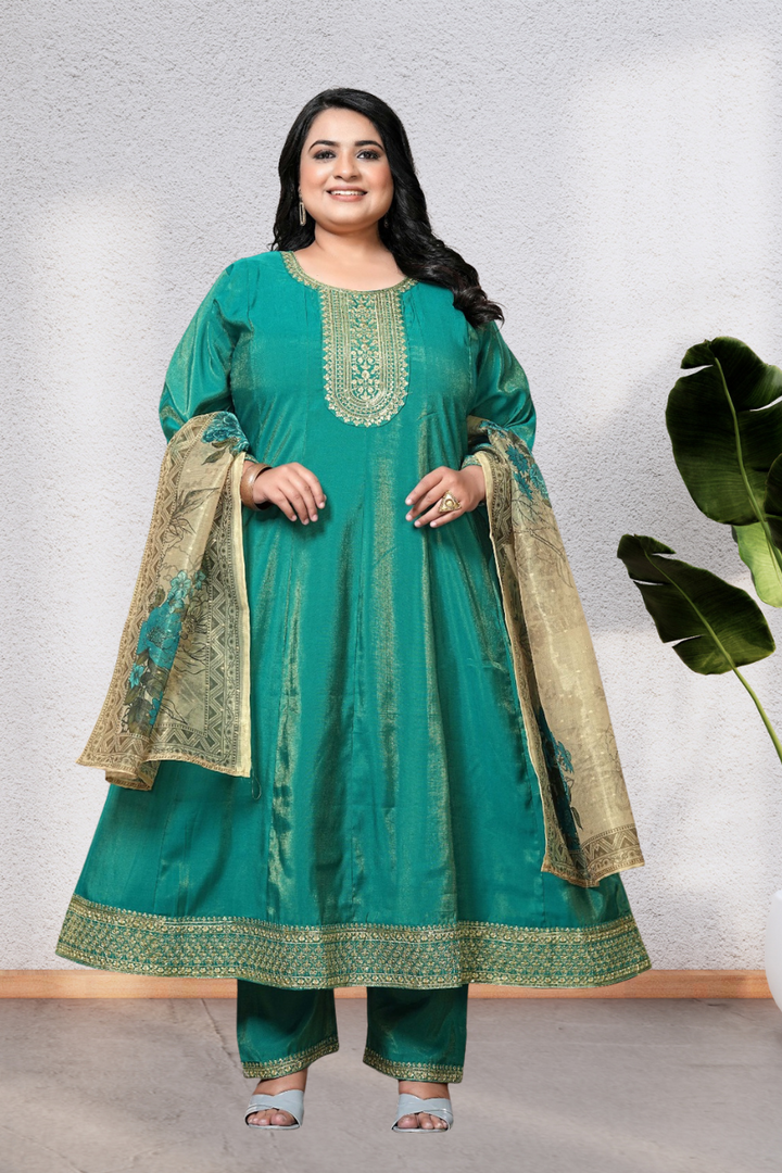 BEAUTIFUL 3 PIECE ROMAN SHIMMER SUIT WITH DIGITAL DUPATTA – 3XL TO 5XL