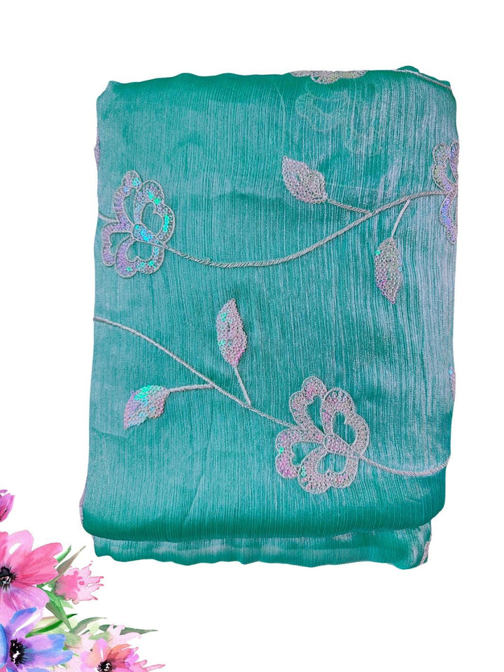 JIMMY CHOO SAREE WITH BEAUTIFUL FLORAL EMBROIDERY WORK, 4 BEAUTIFUL COLORS
