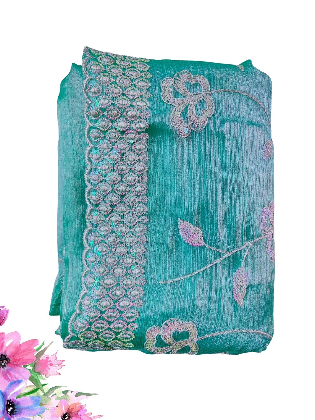 JIMMY CHOO SAREE WITH BEAUTIFUL FLORAL EMBROIDERY WORK, 4 BEAUTIFUL COLORS