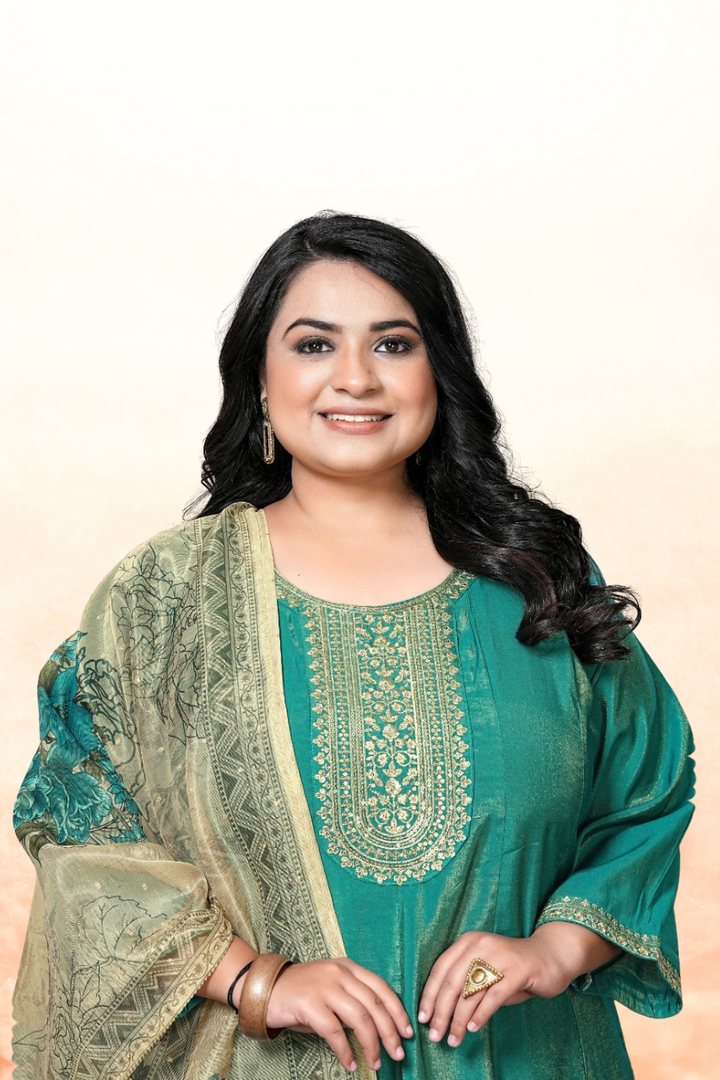BEAUTIFUL 3 PIECE ROMAN SHIMMER SUIT WITH DIGITAL DUPATTA – 3XL TO 5XL