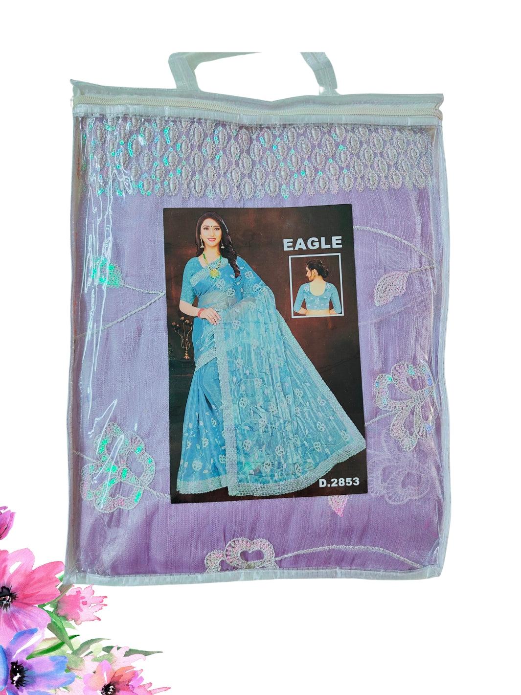 JIMMY CHOO SAREE WITH BEAUTIFUL FLORAL EMBROIDERY WORK, 4 BEAUTIFUL COLORS