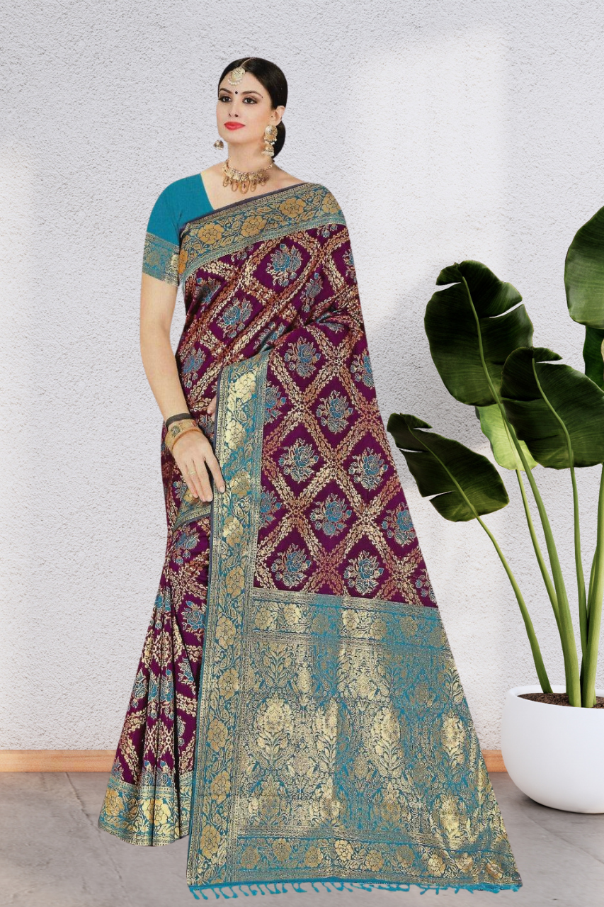 HEAVY SILK SAREE WITH BEAUTIFUL DESIGN WITH PURE & LUXURIOUS SILK, 6 BEAUTIFUL COLORS