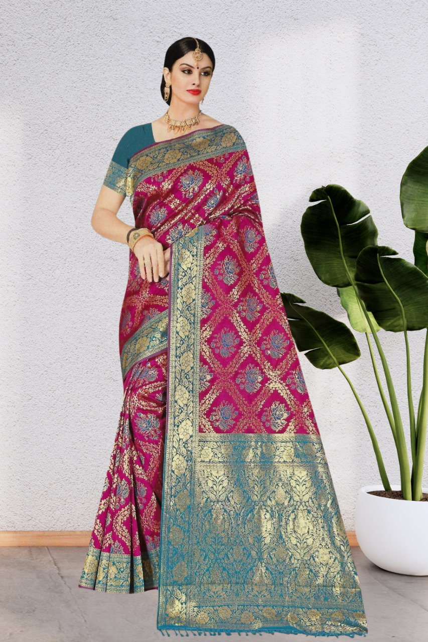 HEAVY SILK SAREE WITH BEAUTIFUL DESIGN WITH PURE & LUXURIOUS SILK, 6 BEAUTIFUL COLORS