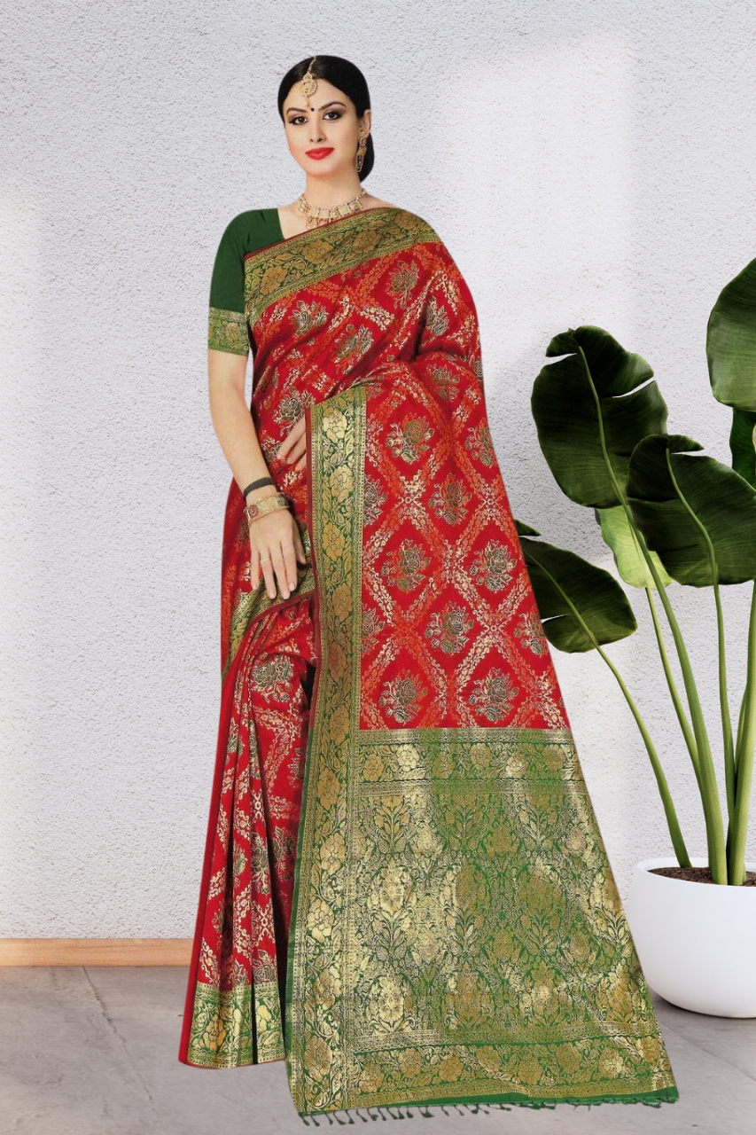 HEAVY SILK SAREE WITH BEAUTIFUL DESIGN WITH PURE & LUXURIOUS SILK, 6 BEAUTIFUL COLORS