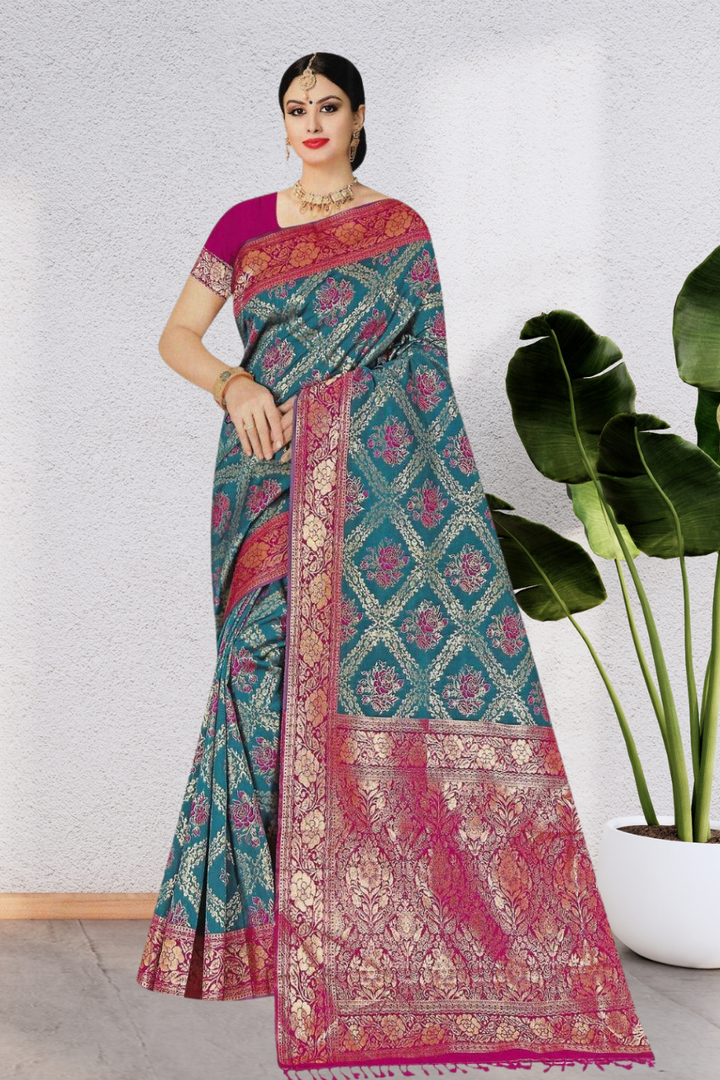 HEAVY SILK SAREE WITH BEAUTIFUL DESIGN WITH PURE & LUXURIOUS SILK, 6 BEAUTIFUL COLORS