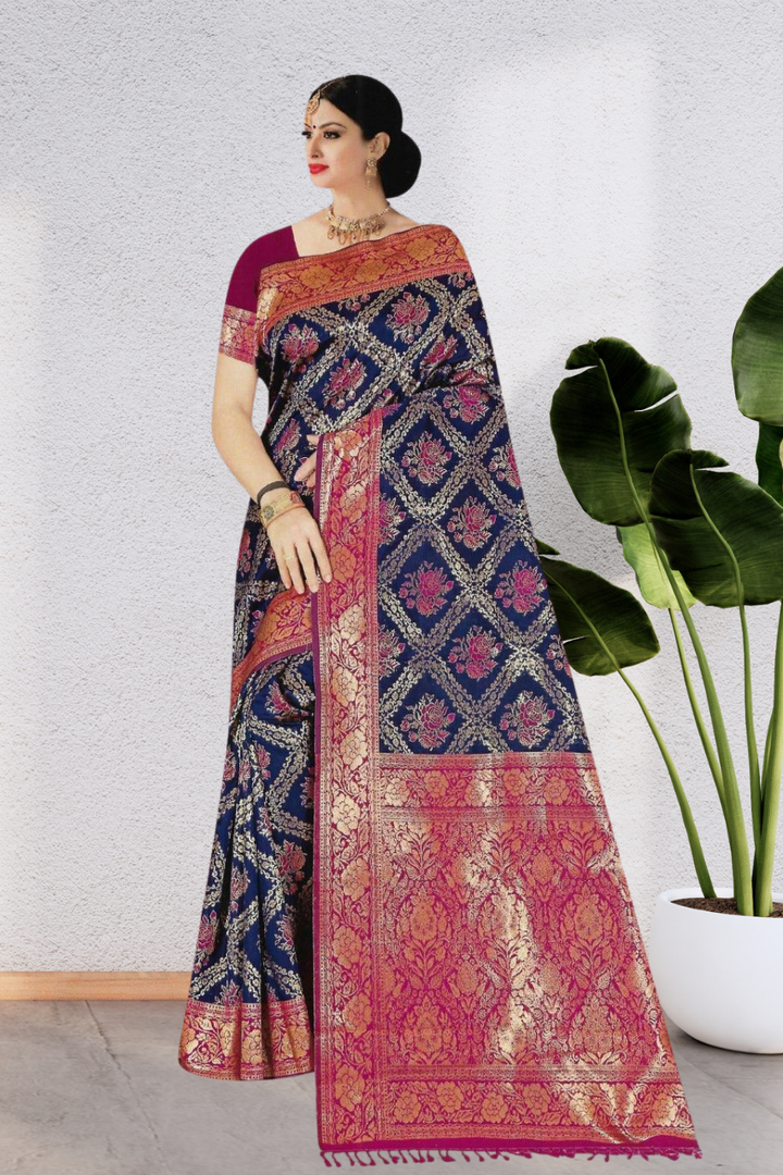 HEAVY SILK SAREE WITH BEAUTIFUL DESIGN WITH PURE & LUXURIOUS SILK, 6 BEAUTIFUL COLORS