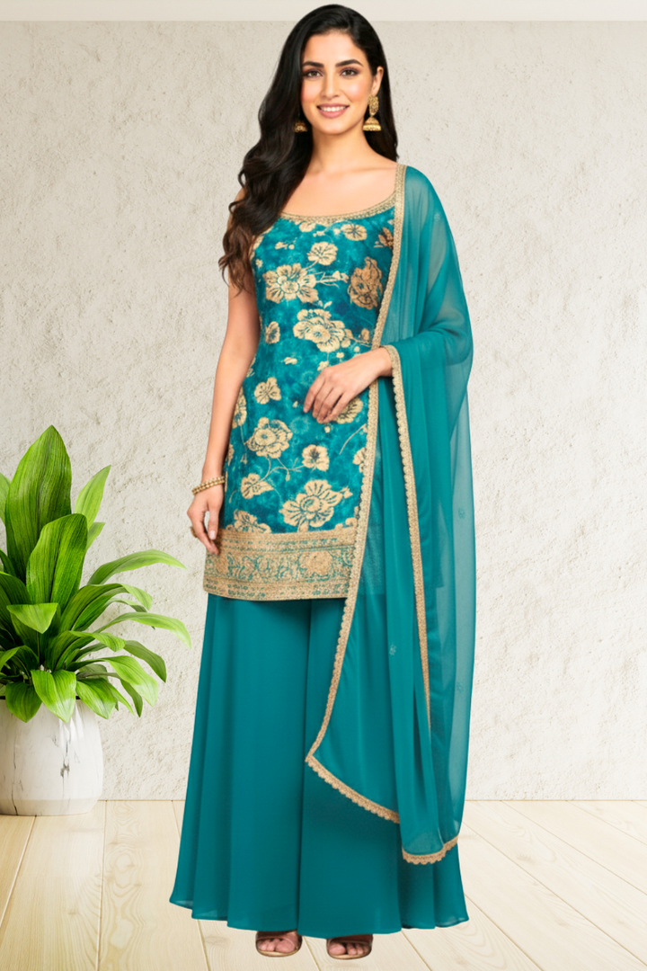 SLEEVLESS FESTIVE SHARARA DRESSES ,5 BEAUTIFUL COLORS,  {Sleeves Attached}