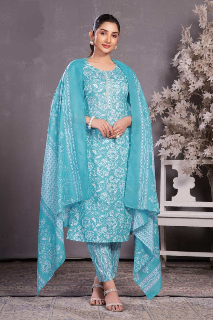 SUMMER COTTON FABRIC SUIT FOR WOMEN, 6 BEAUTIFUL COLOR