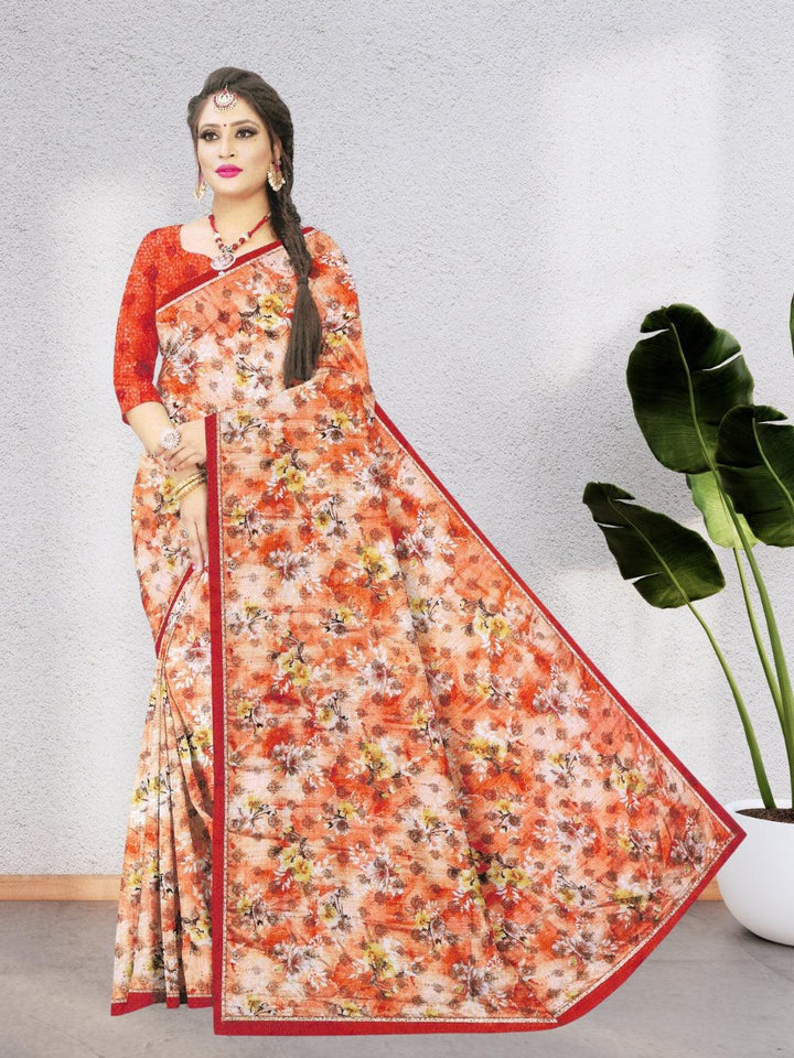 CHIFFON FLORAL SAREE,  WITH BEAUTIFUL DESIGN AND WITH BLOUSE, 8 BEAUTIFUL COLORS