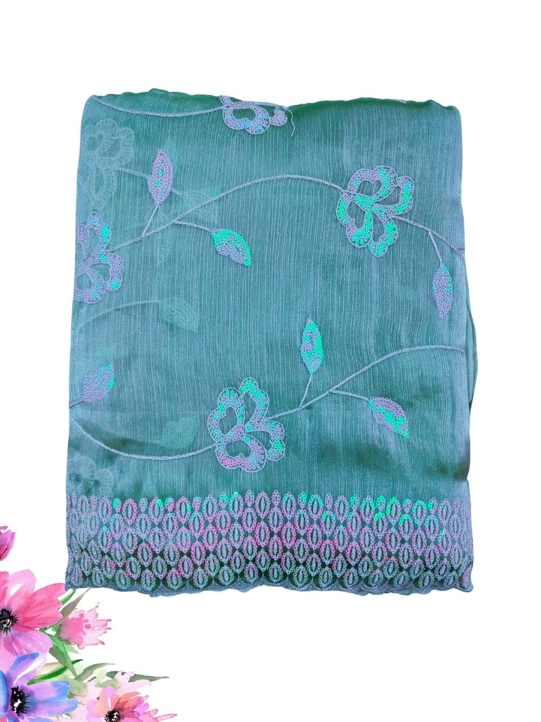 JIMMY CHOO SAREE WITH BEAUTIFUL FLORAL EMBROIDERY WORK, 4 BEAUTIFUL COLORS