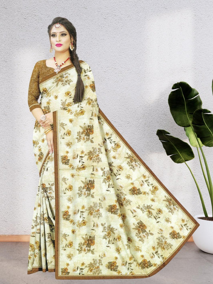 CHIFFON FLORAL SAREE, WITH BEAUTIFUL FLORAL DESIGN WITH BLOUSE, 8 BEAUTIFUL COLORS