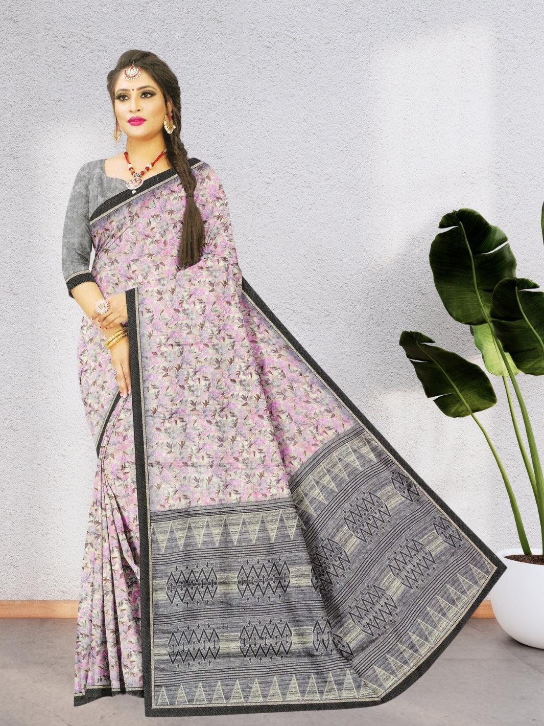 JHUMKA FLORAL PRINT CHIFFON SAREE 6039 WITH BEAUTIFUL DESIGN WITH BLOUSE, 8 BEAUTIFUL COLORS