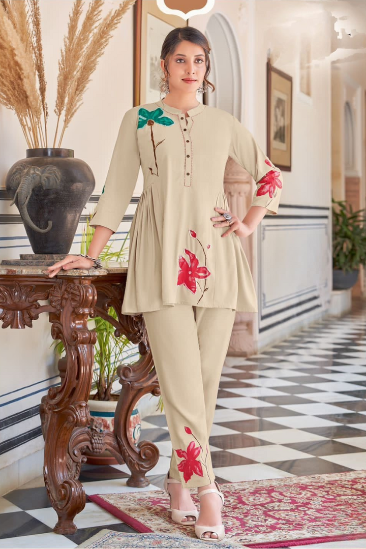 BEAUTIFUL MODERN COTTON CO-ORD SET FOR WOMEN, 4 COLORS