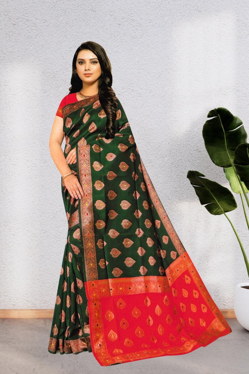 BEAUTIFUL PREMIUM SILK SAREE FOR WOMEN, BEAUTIFUL DESIGN, WITH BLOUSE, 8 BEAUTIFUL COLORS