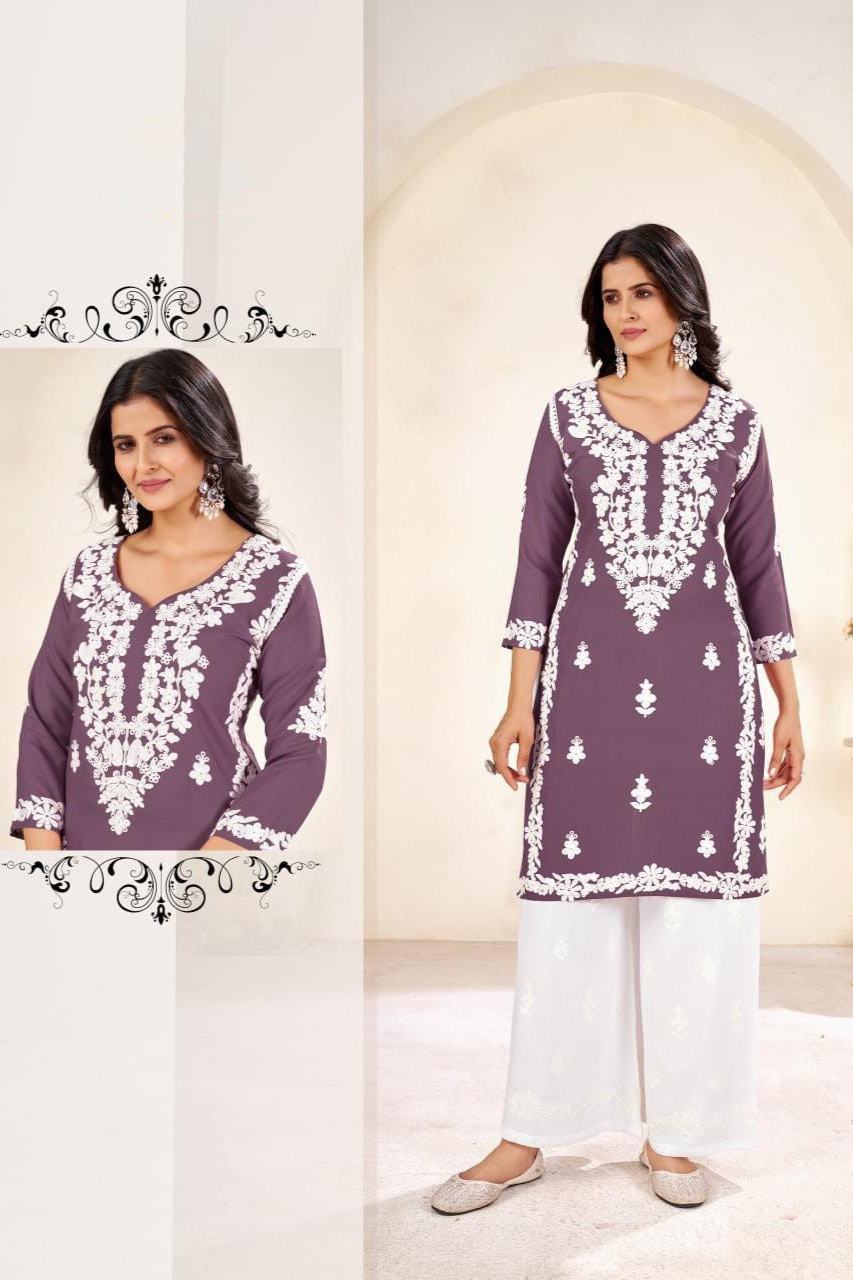 BEAUTIUL DESIGNER CHIKENKARI KURTA AND PLAZO SET FOR WOMEN