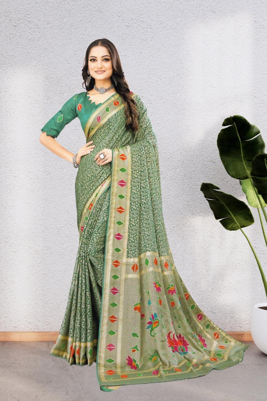 COTTON SAREE WITH BEAUTIFUL AND NECK DESIGNED BLOUSE, 8 BEAUTIFUL COLORS