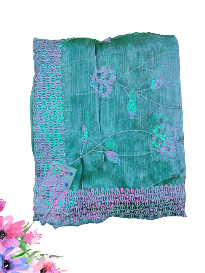 JIMMY CHOO SAREE WITH BEAUTIFUL FLORAL EMBROIDERY WORK, 4 BEAUTIFUL COLORS