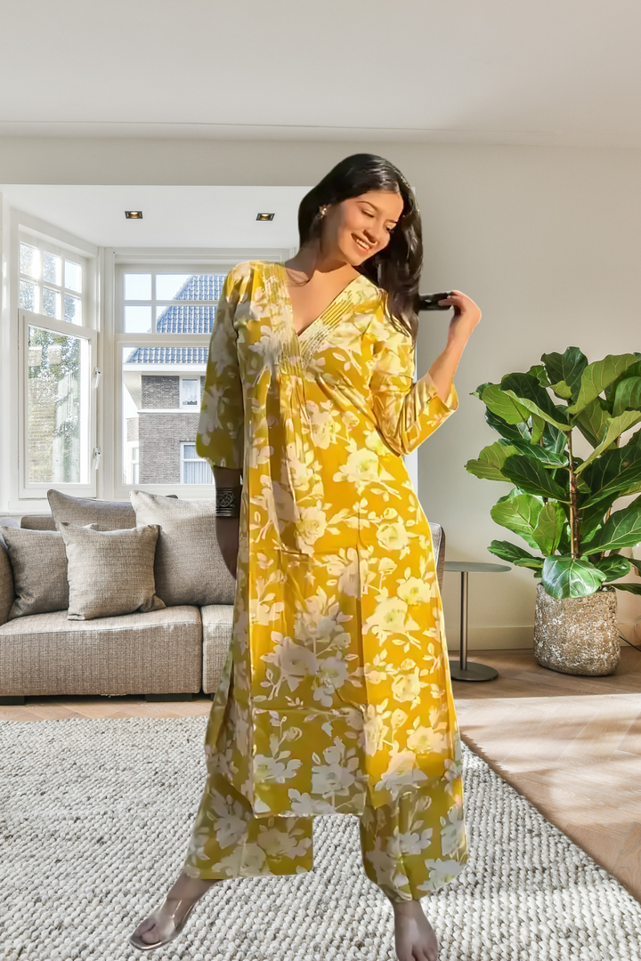 FLORAL COTTON SUMMER PRINTS MODERN KURTI SET, 3 COLORS