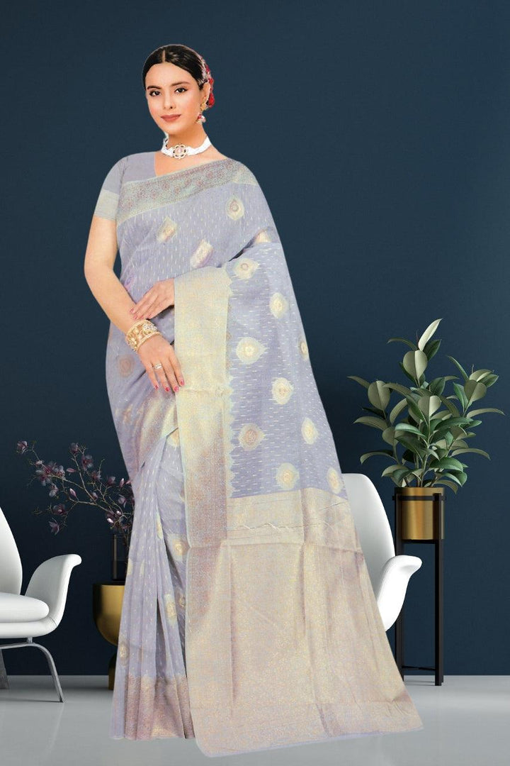 COTTON SLUB SAREE FOR WOMEN WITH BLOUSE FOR PARTY AND ALL TIME OCCASIONS, 5 COLORS AVAILABLE