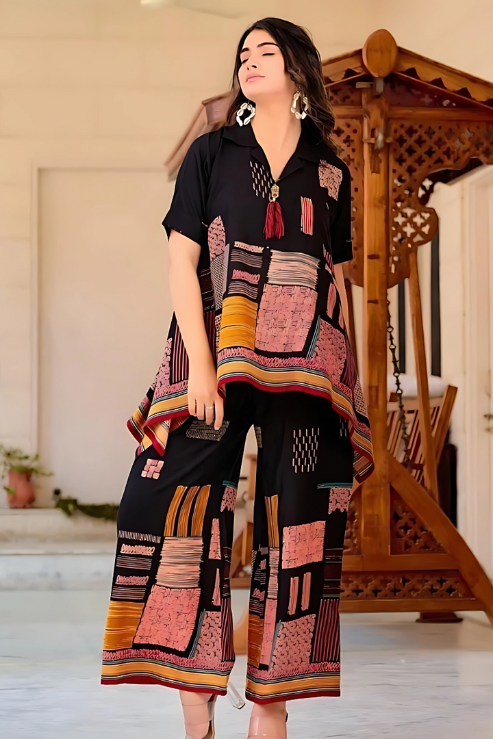 MULTICOLOR COTTON RRYON CO-ORD SET FOR WOMEN
