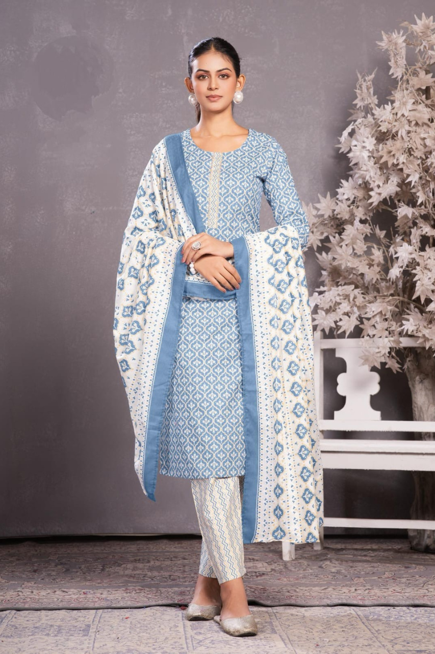 SUMMER COTTON FABRIC SUIT FOR WOMEN, 6 BEAUTIFUL COLOR