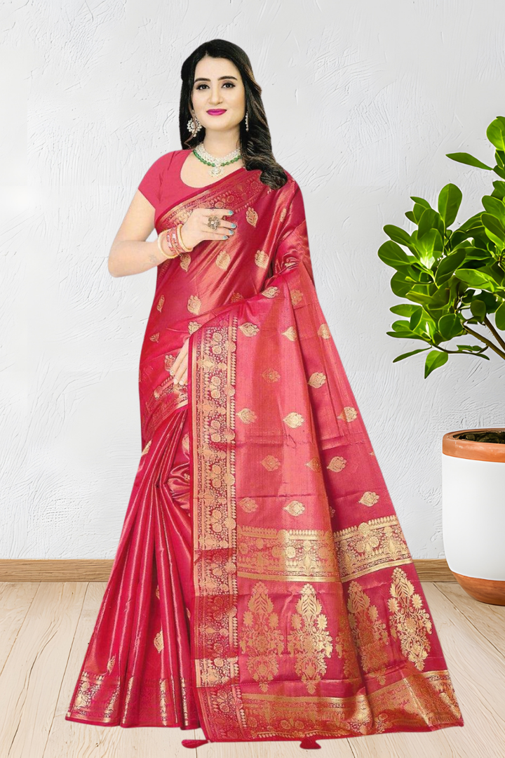PREMIUM SILK SAREE WITH BEAUTIFUL DESIGN WITH BLOUSE, 6 BEAUTIFUL COLORS