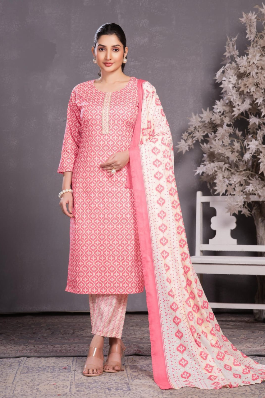 SUMMER COTTON FABRIC SUIT FOR WOMEN, 6 BEAUTIFUL COLOR