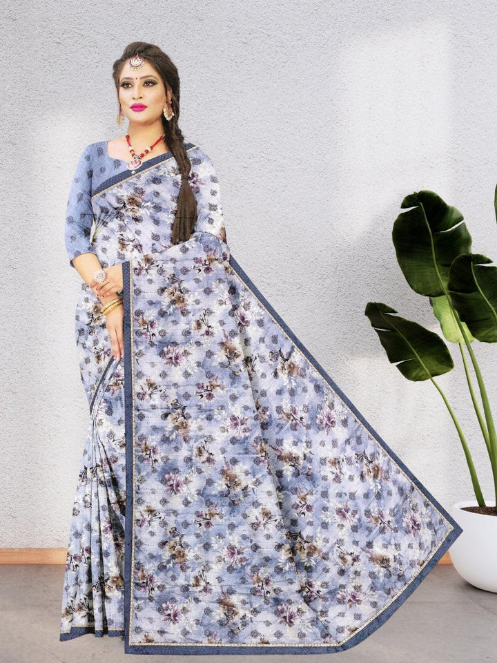 CHIFFON FLORAL SAREE,  WITH BEAUTIFUL DESIGN AND WITH BLOUSE, 8 BEAUTIFUL COLORS