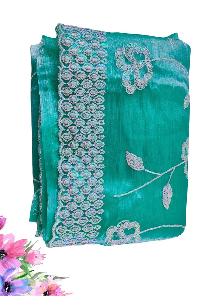 JIMMY CHOO SAREE WITH BEAUTIFUL FLORAL EMBROIDERY WORK, 4 BEAUTIFUL COLORS
