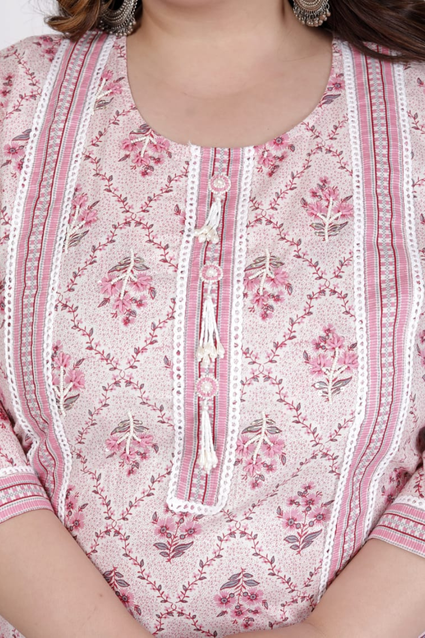 PLUS SIZE 3 PIECE BEAUTIFUL COTTON PRINTED SUIT WITH DUPATTA