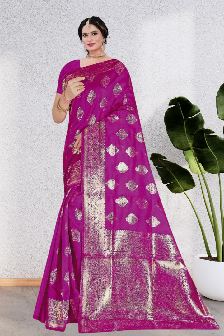 SILK SAREE COLLECTION WITH BEAUTIFUL DESIGN WITH BLOUSE, 6 BEAUTIFUL COLORS