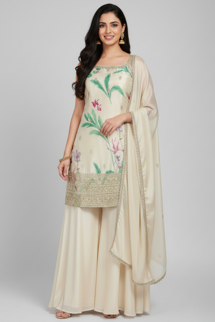 SLEEVLESS FESTIVE SHARARA DRESSES ,5 BEAUTIFUL COLORS,  {Sleeves Attached}