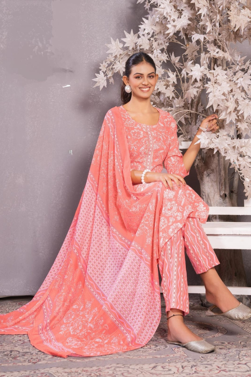 SUMMER COTTON FABRIC SUIT FOR WOMEN, 6 BEAUTIFUL COLOR