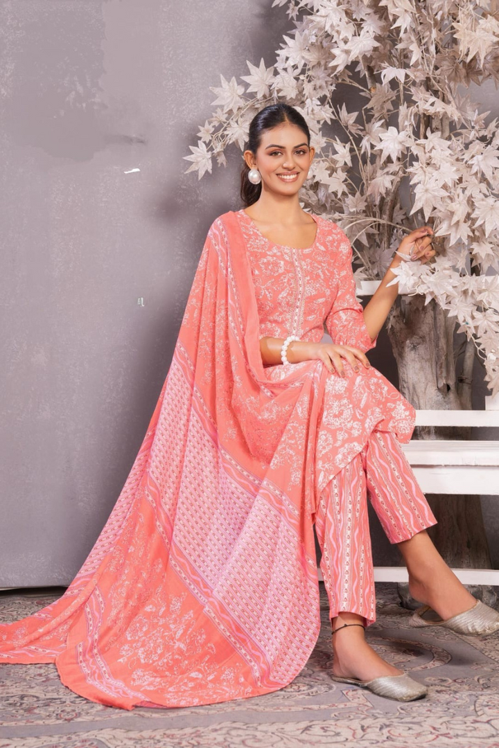 SUMMER COTTON FABRIC SUIT FOR WOMEN, 6 BEAUTIFUL COLOR