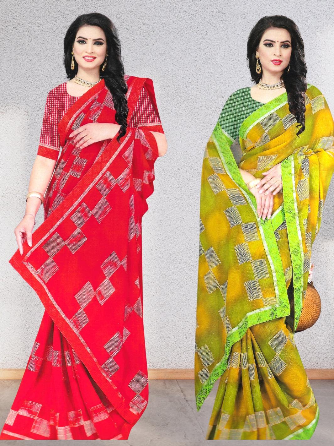 PURE CHIFFON WOMEN SAREE – A SPLASH OF ELEGANCE AND FRESHNESS, 6 BEAUTIFUL COLORS