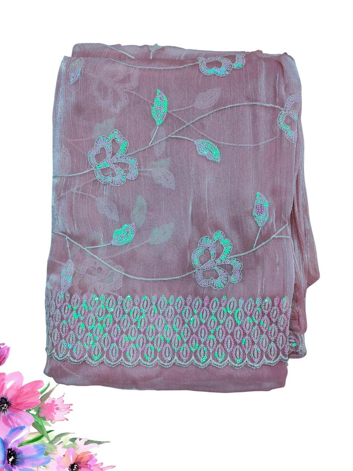 JIMMY CHOO SAREE WITH BEAUTIFUL FLORAL EMBROIDERY WORK, 4 BEAUTIFUL COLORS