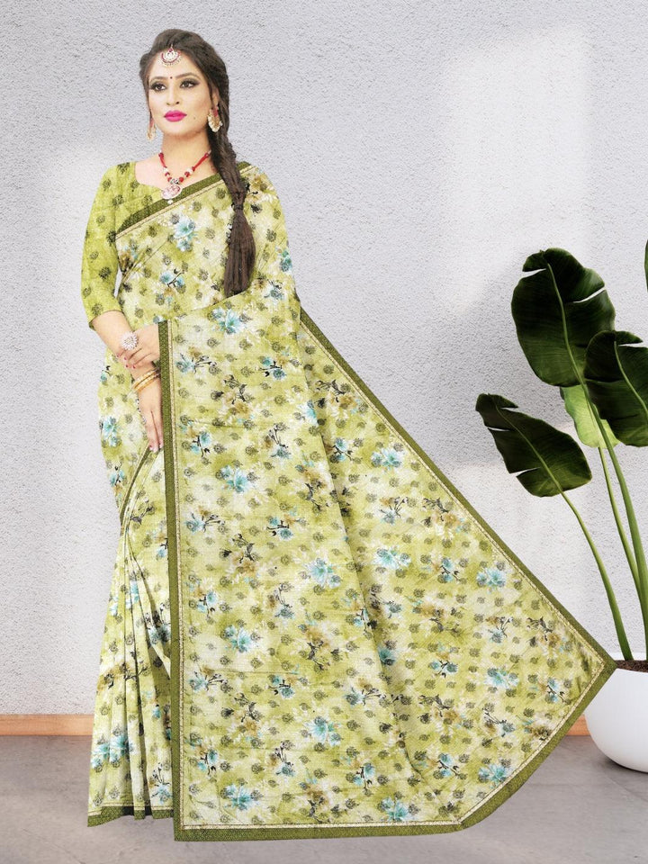 CHIFFON FLORAL SAREE,  WITH BEAUTIFUL DESIGN AND WITH BLOUSE, 8 BEAUTIFUL COLORS