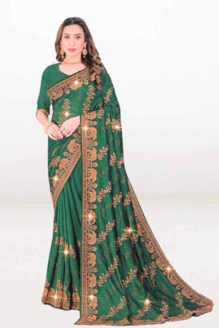 HEAVY GEORGETTE SAREE WITY MATCHING BLOUSE FOR WOMEN, 4 VIBRANT COLORS