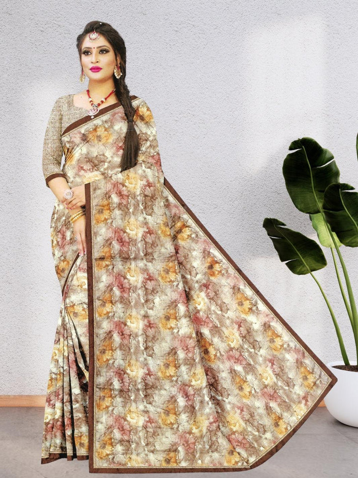 CHIFFON SILK SAREE WITH BEAUTIFUL DESIGNS AND WITH BLOUSE, 7 BEAUTIFUL COLORS