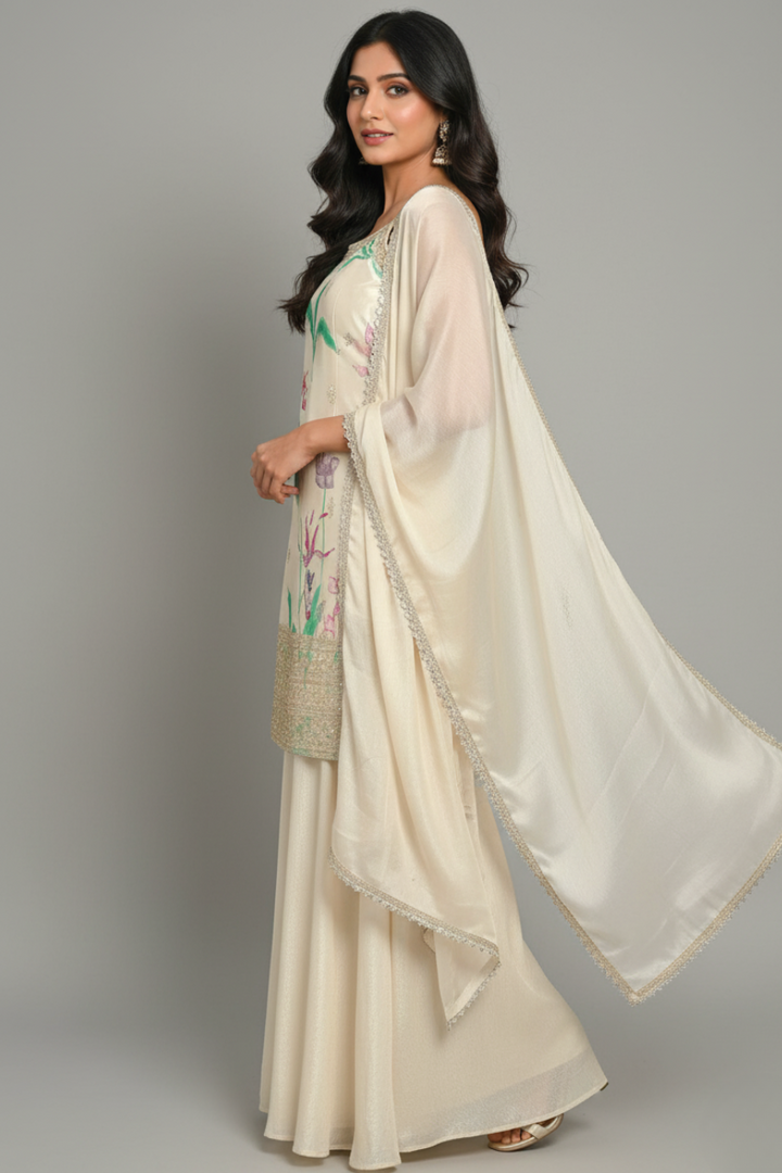 SLEEVLESS FESTIVE SHARARA DRESSES ,5 BEAUTIFUL COLORS,  {Sleeves Attached}
