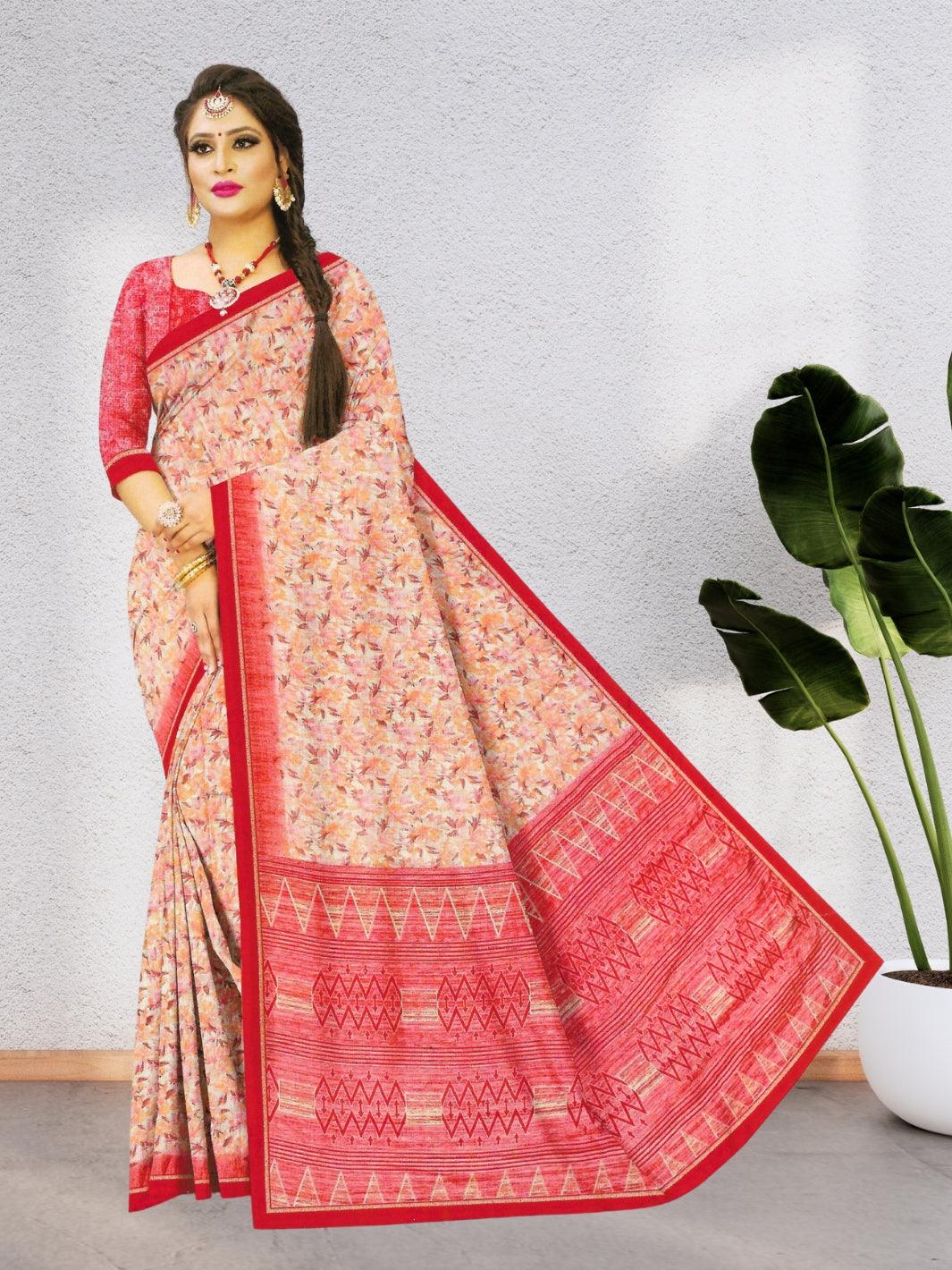 JHUMKA FLORAL PRINT CHIFFON SAREE 6039 WITH BEAUTIFUL DESIGN WITH BLOUSE, 8 BEAUTIFUL COLORS