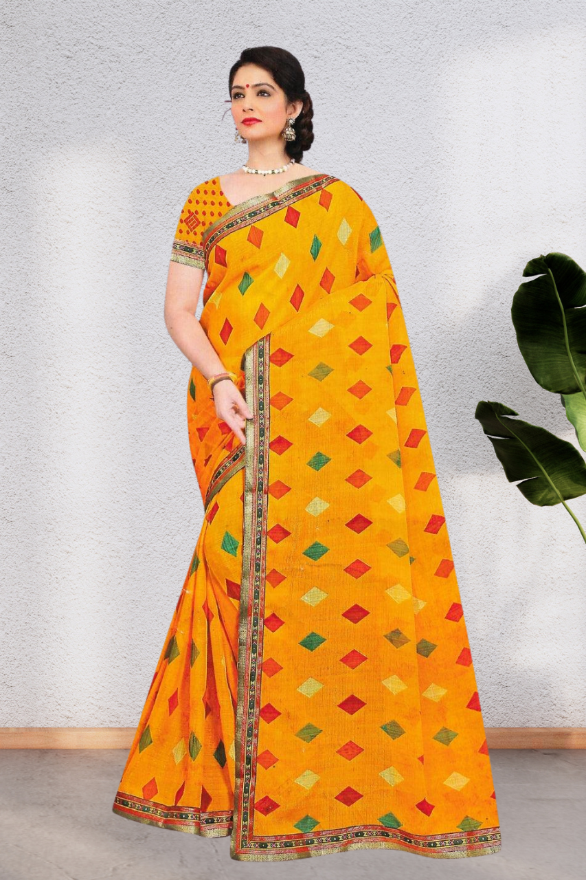 LATEST COLLECTION OF PURE CHIFFON FABRIC SAREE WITH BEAUTIFUL DESIGN WITH BLOUSE, 8 BEAUTIFUL COLORS