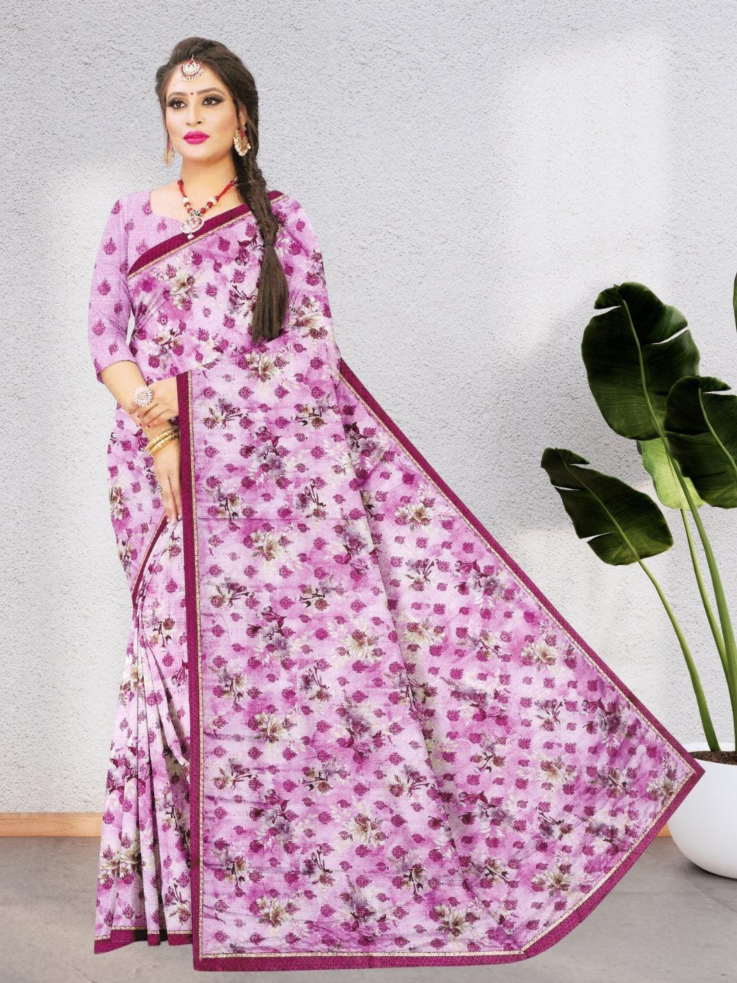 CHIFFON FLORAL SAREE,  WITH BEAUTIFUL DESIGN AND WITH BLOUSE, 8 BEAUTIFUL COLORS