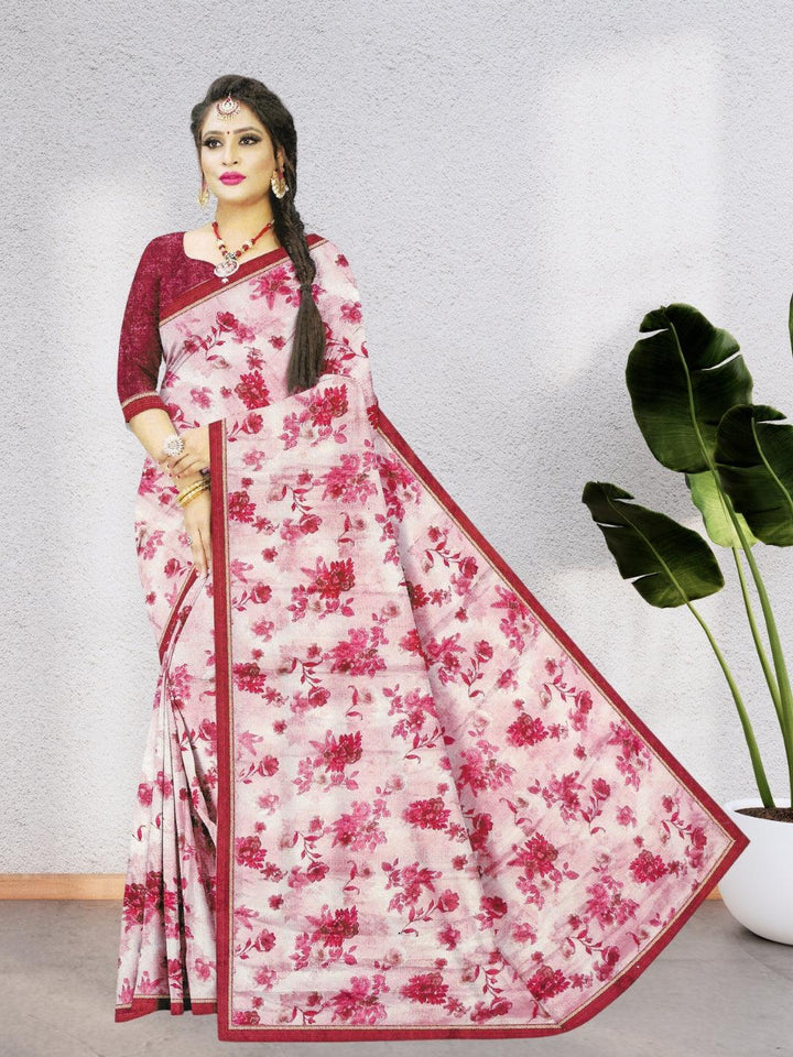 CHIFFON FLORAL SAREE, WITH BEAUTIFUL FLORAL DESIGN WITH BLOUSE, 8 BEAUTIFUL COLORS
