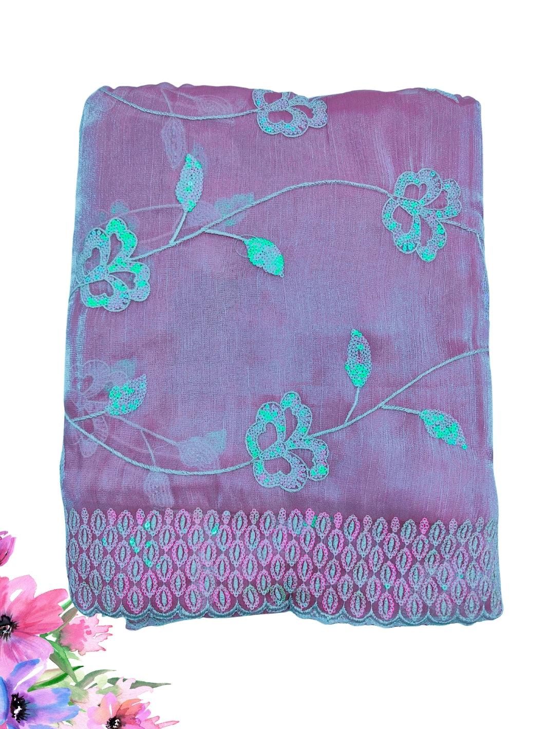 JIMMY CHOO SAREE WITH BEAUTIFUL FLORAL EMBROIDERY WORK, 4 BEAUTIFUL COLORS