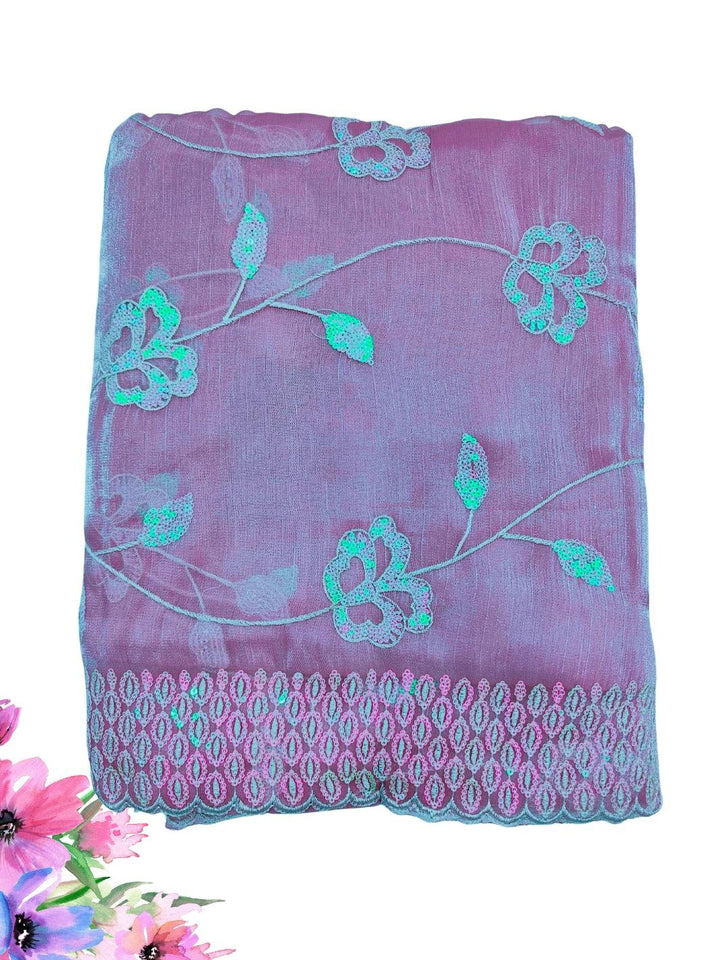 JIMMY CHOO SAREE WITH BEAUTIFUL FLORAL EMBROIDERY WORK, 4 BEAUTIFUL COLORS