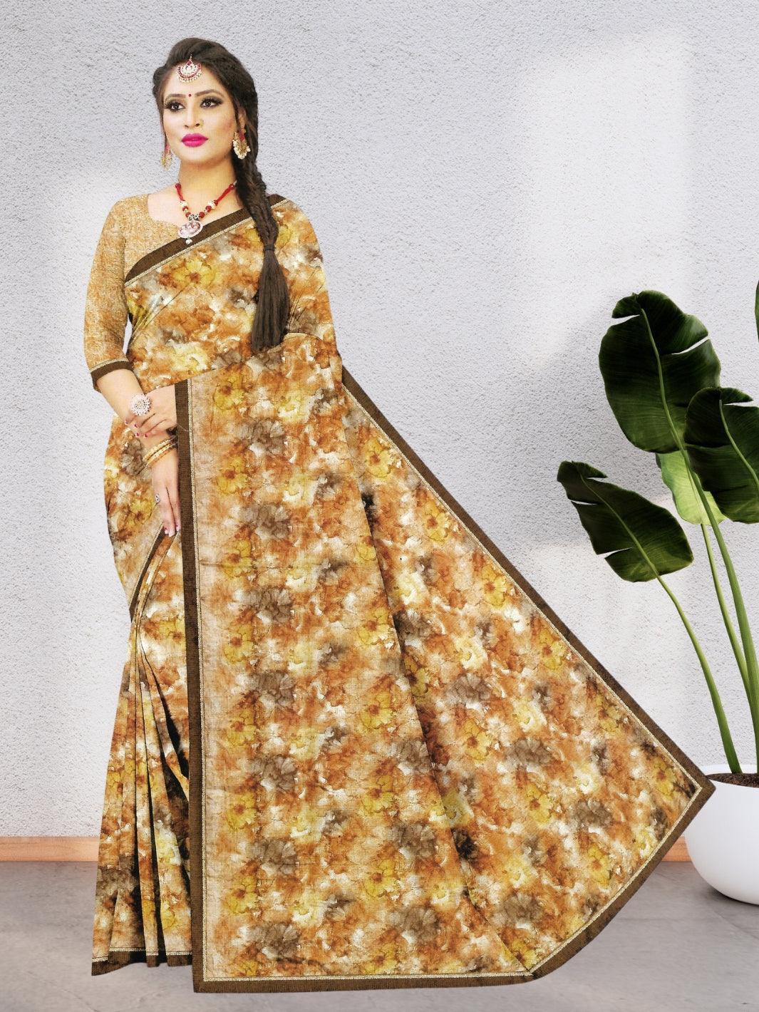 CHIFFON SILK SAREE WITH BEAUTIFUL DESIGNS AND WITH BLOUSE, 7 BEAUTIFUL COLORS