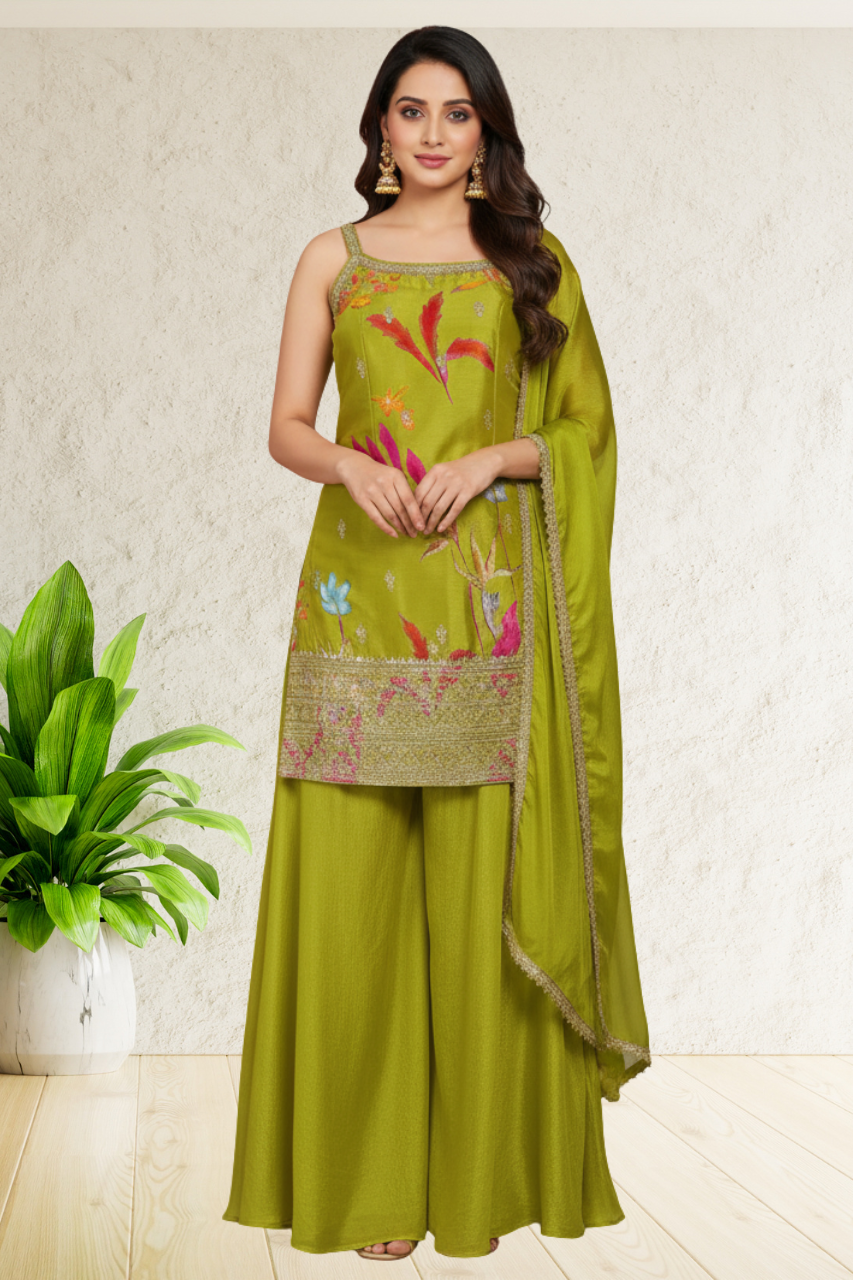 SLEEVLESS FESTIVE SHARARA DRESSES ,5 BEAUTIFUL COLORS,  {Sleeves Attached}