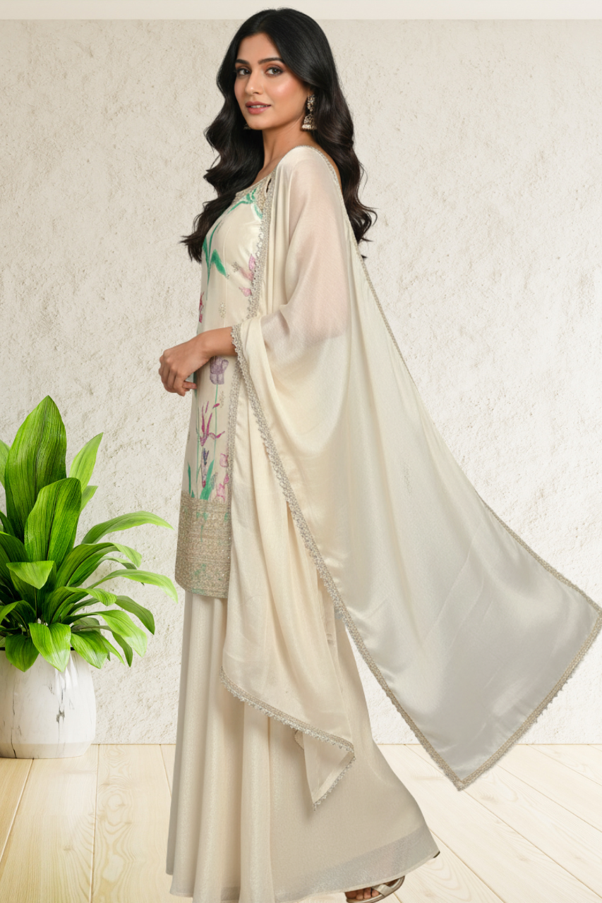 SLEEVLESS FESTIVE SHARARA DRESSES ,5 BEAUTIFUL COLORS,  {Sleeves Attached}